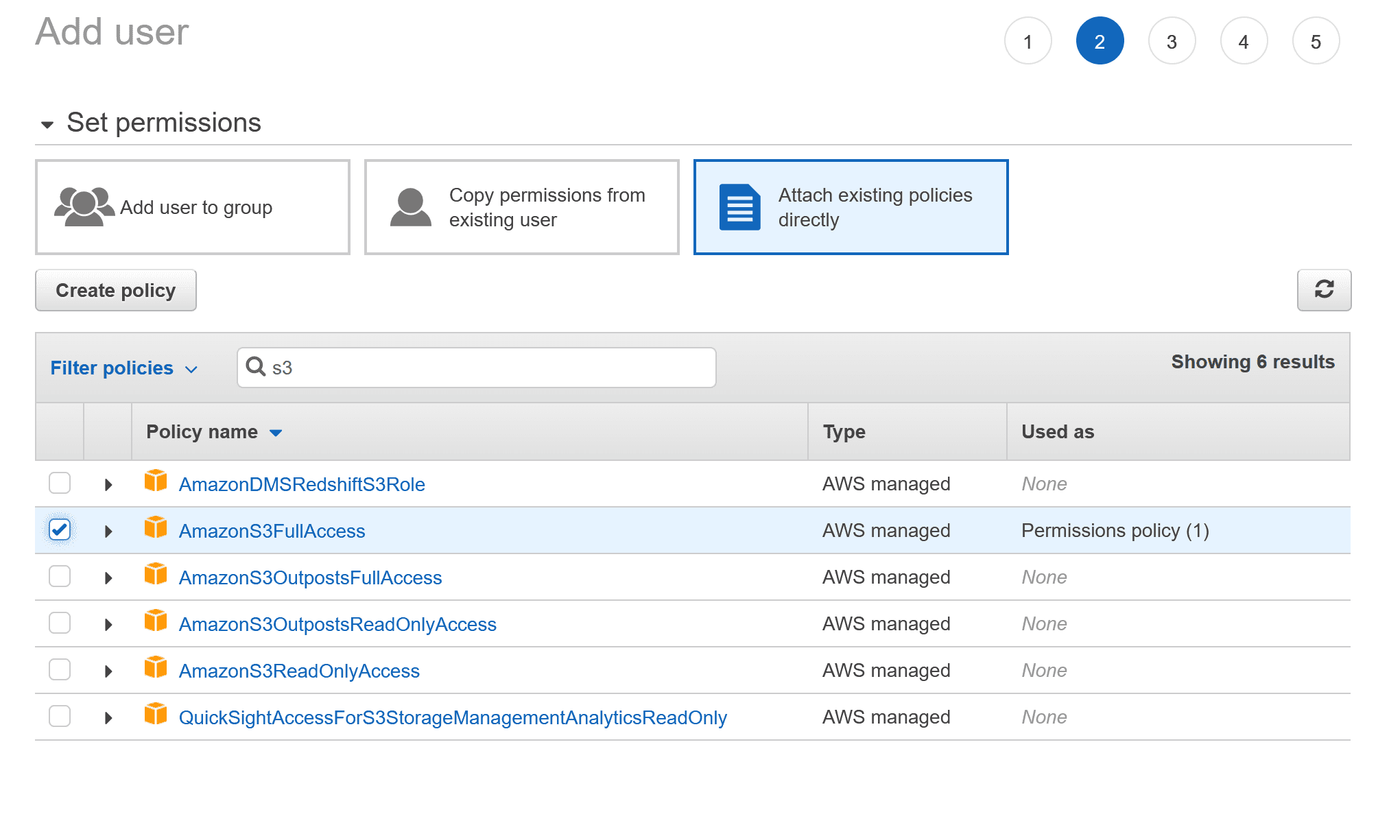 add aws IAM user permissions