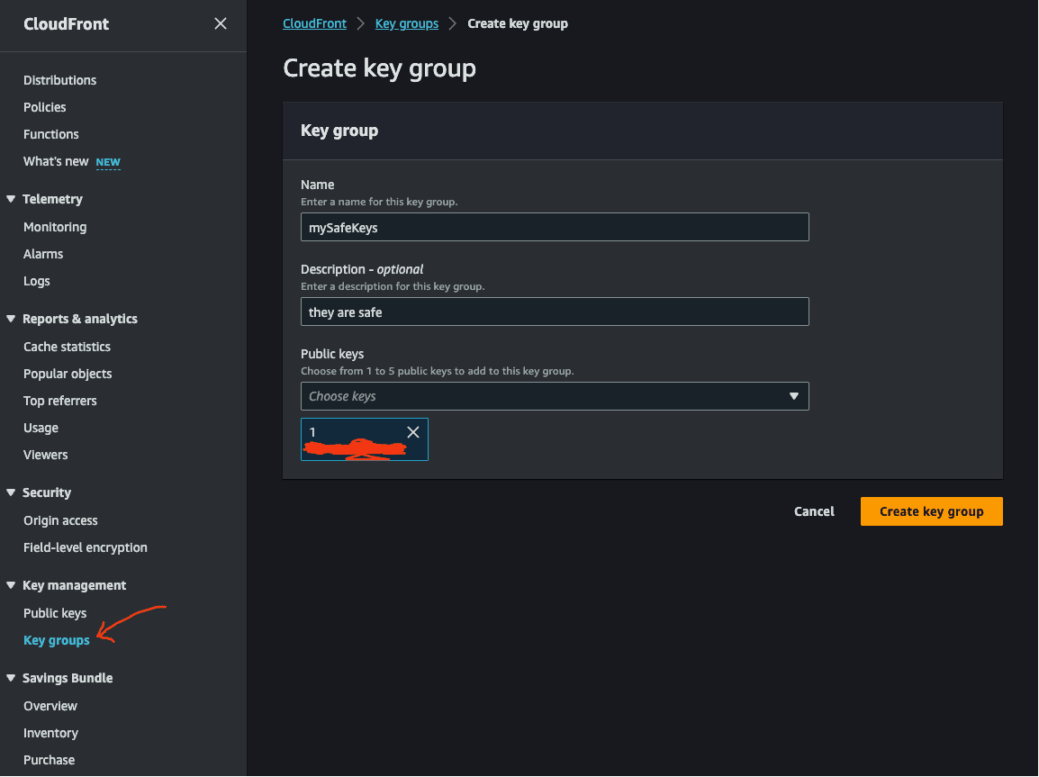 cloudfront create key group